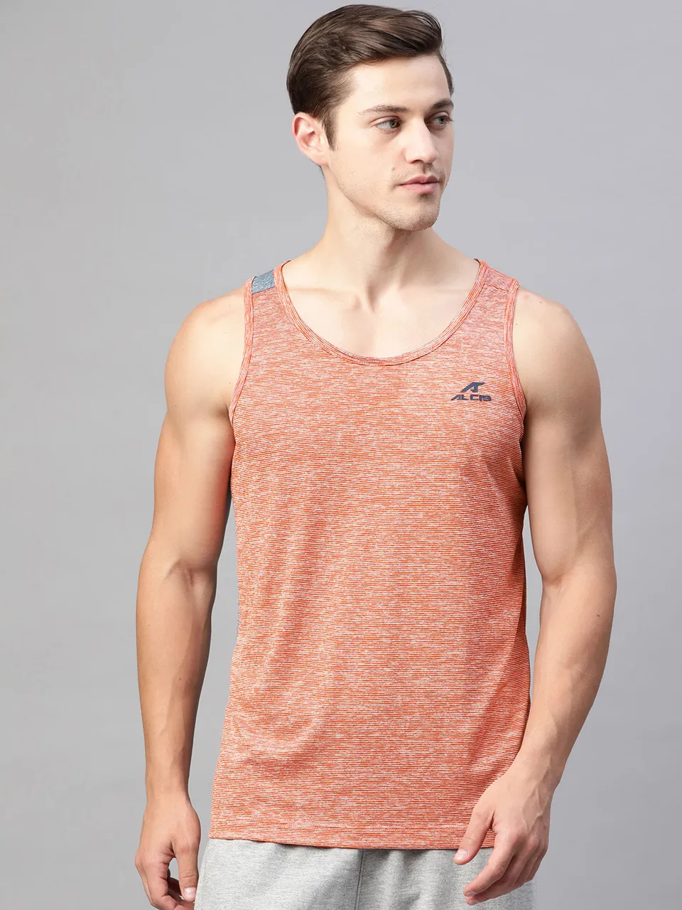 Men Red Printed Slim Fit Dry-Tech Round Neck Sports Tank T-Shirt