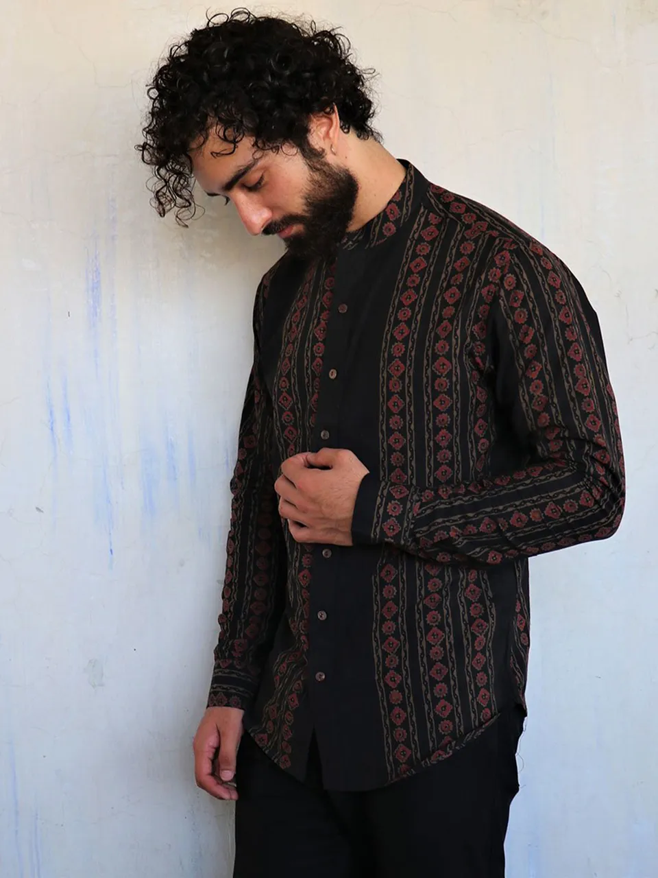 Black Red Block Printed Shirt